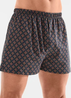New BADER Viererpack Boxershorts mit knöpfbarem Eingriff 2X NAVY-BUNT, 2X UNI NAVY