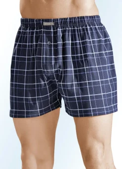 Online BADER Viererpack Boxershorts mit Eingriff, kariert 2X MARINE-BUNT, 2X GRAFIT-BUNT