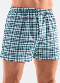 Discount BADER Viererpack Boxershorts mit knöpfbarem Eingriff 2X PETROL-WEISS, 2X UNI SCHWARZ