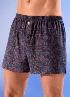 Best BADER Viererpack Boxershorts mit knöpfbarem Eingriff 2X SCHWARZ-BLAU-TERRA, 2X SCHWARZ-BLAU-GRAU