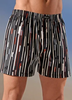 GLEYMOR Viererpack Boxershorts mit Streifendessin 2X SCHWARZ-BUNT, 2X GRAU-BUNT