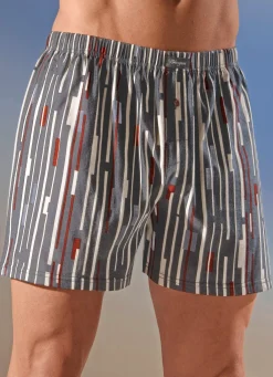 GLEYMOR Viererpack Boxershorts mit Streifendessin 2X SCHWARZ-BUNT, 2X GRAU-BUNT