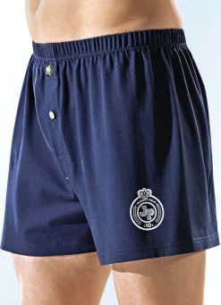 Discount BADER Viererpack Boxershorts, uni mit Druckmotiv 2X MARINE, 2X GRAFIT
