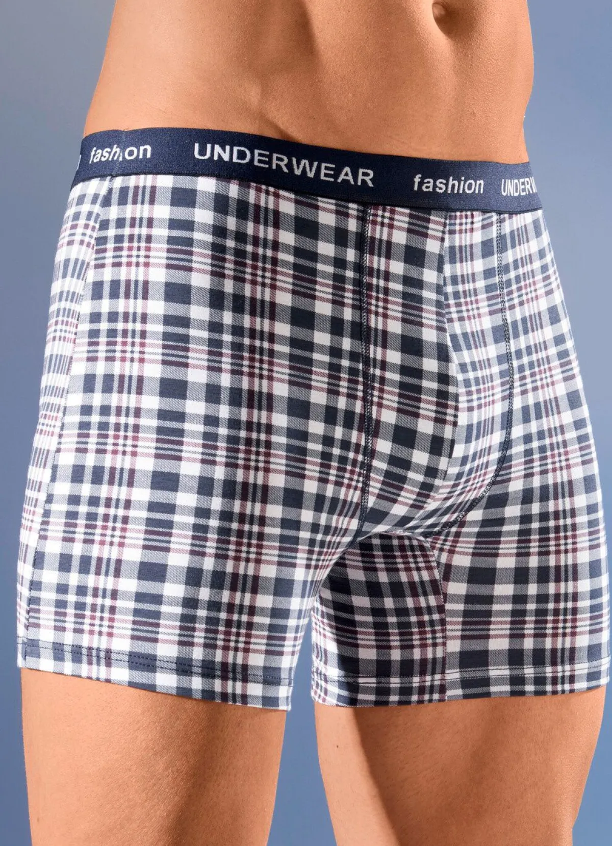 Best BADER Viererpack Pants mit Elastikbund 2X MARINE-WEISS-BORDEAUX, 2X BORDEAUX-WEISS-SCHWAR