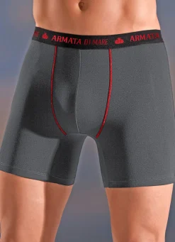 New Armata di Mare Viererpack Pants, mit Elastikbund, Kontrastnähten 2X SCHWARZ-ROT, 2X GRAU-ROT