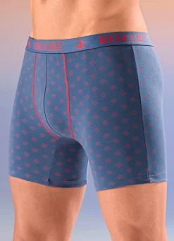 BADER Viererpack Pants mit Elastikbund 2X INDIGOBLAU-ROT, 2X UNI INDIGOBLAU