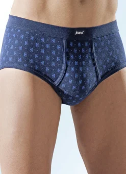 Hot BADER Viererpack Slips, allover dessiniert 2X MARINE-BUNT, 2X JEANSBLAU MELIERT-BUNT