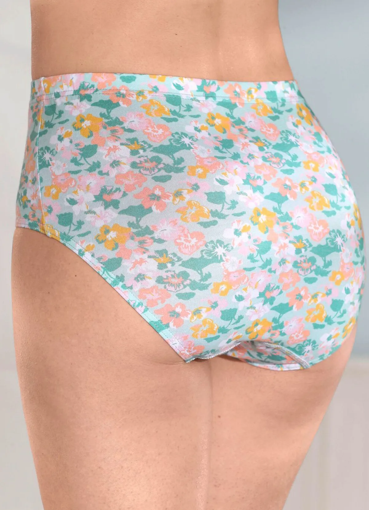 MONAMI Viererpack Slips mit buntem Floraldessin MINT-BUNT