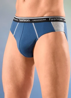 Hot BADER Viererpack Slips mit Elastikbund 2X BLAU-GRAU MELIERT, 2X SCHWARZ-GRAU MELIERT