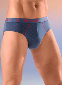 BADER Viererpack Slips mit Elastikbund 2X INDIGOBLAU-ROT, 2X UNI INDIGOBLAU