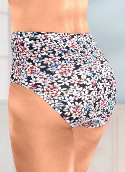 Hot MONAMI Viererpack Slips mit farbbrillantem Blümchendessin MARINE-WEISS-BUNT