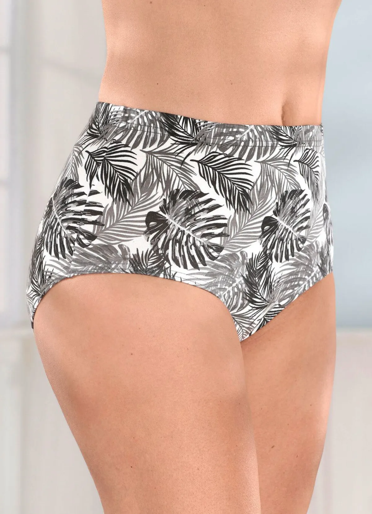 BADER Viererpack Slips mit floralem Druckdessin WEISS-GRAU-SCHWARZ