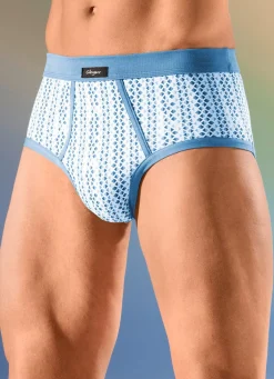 Hot GLEYMOR Viererpack Slips mit Softbund 2X GRÜN-WEISS, 2X JEANSBLAU-WEISS