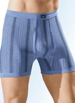 Outlet BADER Viererpack Unterhosen aus Feinripp mit Eingriff 2X JEANSBLAU MELIERT, 2X HELLGRAU MELIERT
