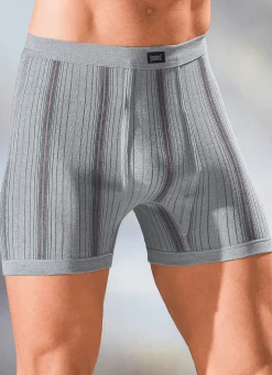 Outlet BADER Viererpack Unterhosen aus Feinripp mit Eingriff 2X JEANSBLAU MELIERT, 2X HELLGRAU MELIERT
