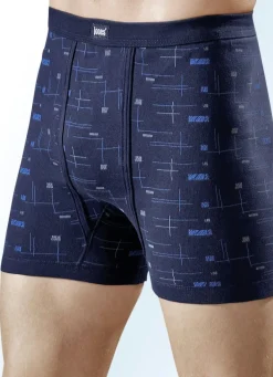 Clearance BADER Viererpack Unterhosen aus Feinripp mit Eingriff, bunt dessiniert 2X MARINE-BUNT, 2X HELLBLAU-BUNT