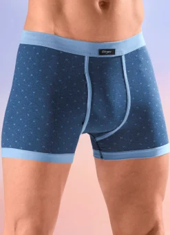 Hot GLEYMOR Viererpack Unterhosen mit Alloverdessin 2X MARINE-HELLBLAU, 2X HELLBLAU-MARINE