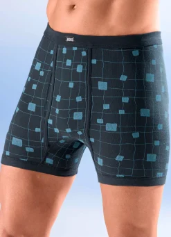 New BADER Viererpack Unterhosen mit Alloverdessin 2X ANTHRAZIT-TAUBENBLAU, 2X ANTHRAZIT-RUBINROT
