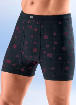 New BADER Viererpack Unterhosen mit Alloverdessin 2X ANTHRAZIT-TAUBENBLAU, 2X ANTHRAZIT-RUBINROT