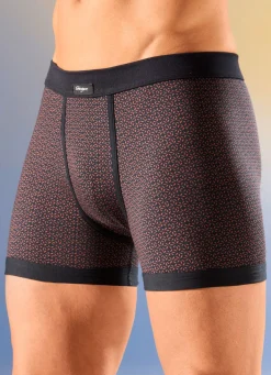GLEYMOR Viererpack Unterhosen mit Softbund 2X SCHWARZ-TERRAKOTTA, 2X SCHWARZ-WEISS