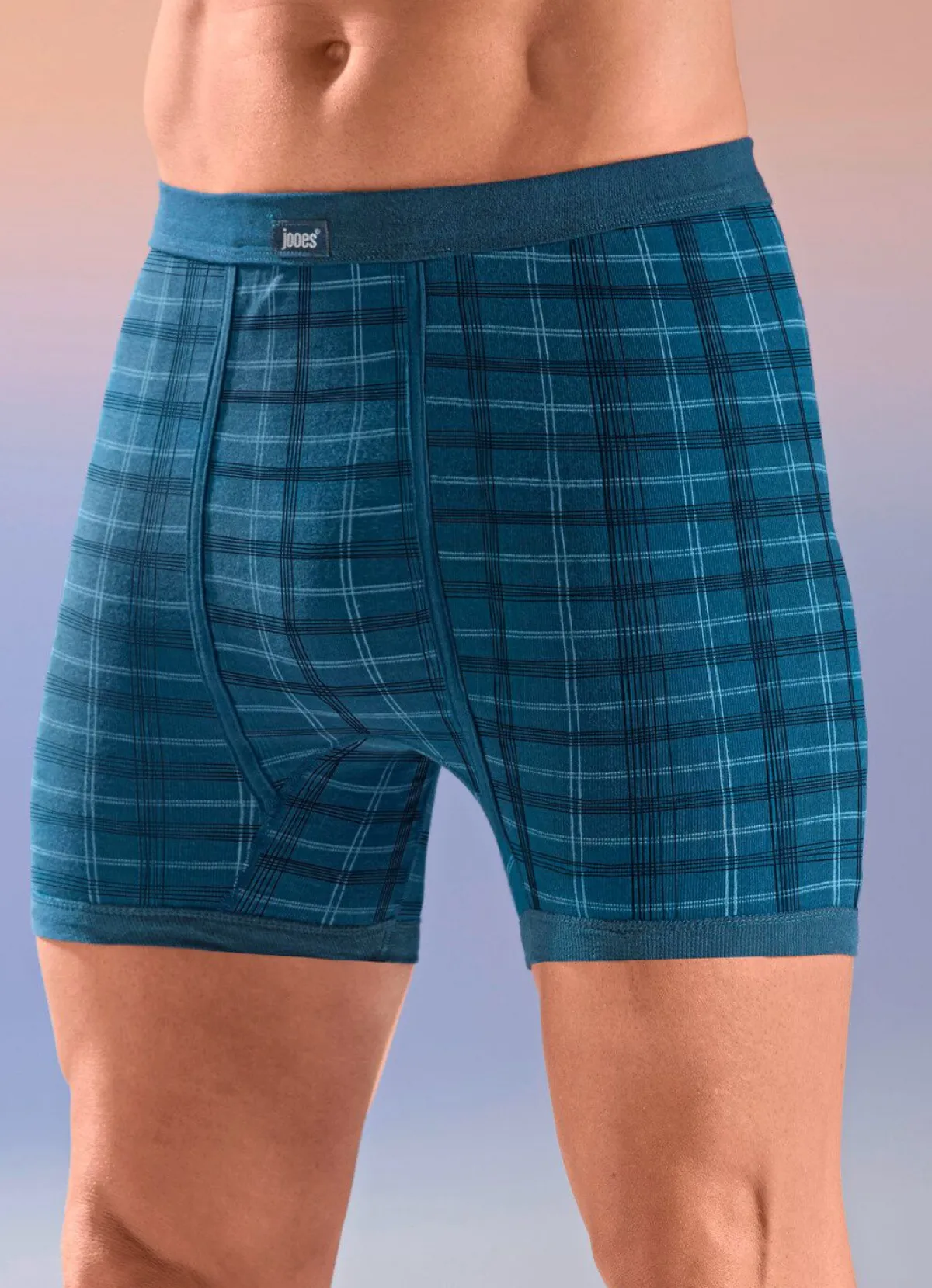 Hot BADER Viererpack Unterhosen mit Karodessin 2X MARINE-SMARAGD, 2X SMARAGD-MARINE