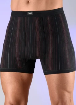 Outlet BADER Viererpack Unterhosen mit Streifendessin 2X SCHWARZ-BUNT, 2X RUBINROT-BUNT