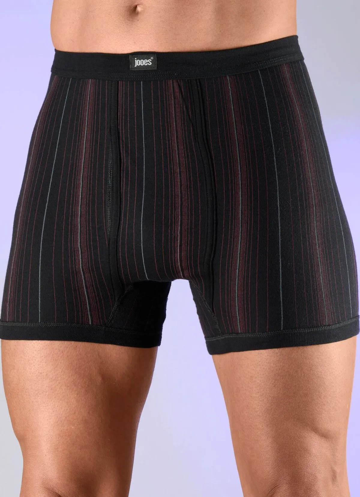 Outlet BADER Viererpack Unterhosen mit Streifendessin 2X SCHWARZ-BUNT, 2X RUBINROT-BUNT