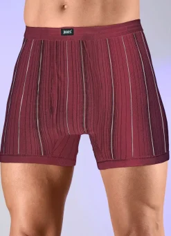 Outlet BADER Viererpack Unterhosen mit Streifendessin 2X SCHWARZ-BUNT, 2X RUBINROT-BUNT
