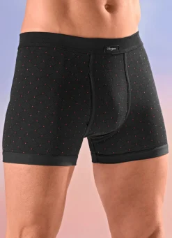 Hot GLEYMOR Viererpack Unterhosen mit Alloverdessin 2X NAVY-ROT, 2X SCHWARZ-ROT