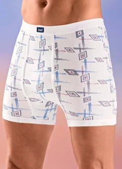Clearance BADER Viererpack Unterhosen mit Alloverdessin 2X WEISS-BUNT, 2X MARINE-BUNT