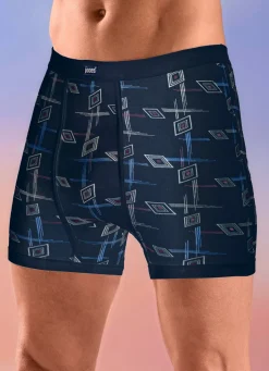 Clearance BADER Viererpack Unterhosen mit Alloverdessin 2X WEISS-BUNT, 2X MARINE-BUNT