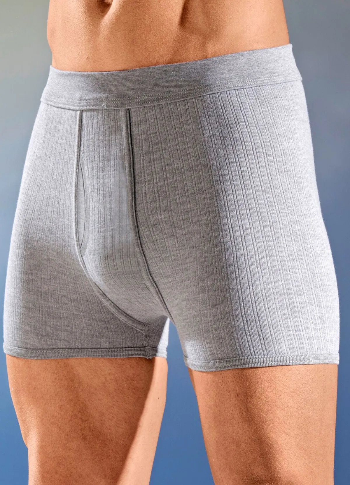 Hot BADER Viererpack Unterhosen mit Softbund 2X GRAU MELIERT, 2X MARINE