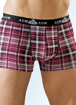 Hot BADER Viererpack Pants aus Feinjersey, kariert 2X WEINROT-SCHWARZ-WEISS, 2X OLIV-SCHWARZ-WEISS