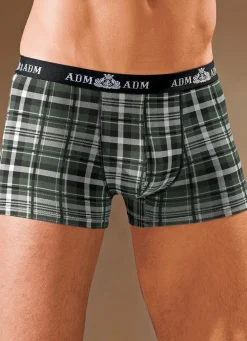 Hot BADER Viererpack Pants aus Feinjersey, kariert 2X WEINROT-SCHWARZ-WEISS, 2X OLIV-SCHWARZ-WEISS