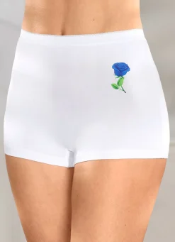 BADER Viererpack Pants mit Blumenmotiv WEISS