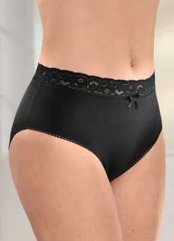 New BADER Viererpack Slips mit elastischem Spitzenbund 2X SCHWARZ, 2X WEISS