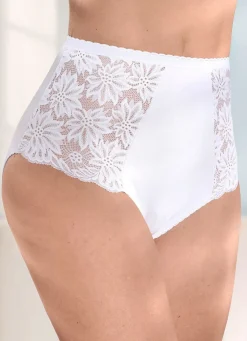 Outlet BADER Viererpack Slipsmit floraler Elastikspitze 2X WEISS, 2X SCHWARZ