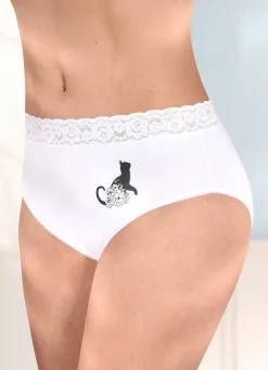 Hot BADER Viererpack Slips mit Katzenmotiv WEISS