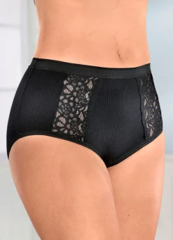 New BADER Viererpack Slips mit Spitzeneinsätzen 2X SCHWARZ, 2X WEISS