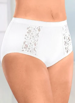 New BADER Viererpack Slips mit Spitzeneinsätzen 2X SCHWARZ, 2X WEISS