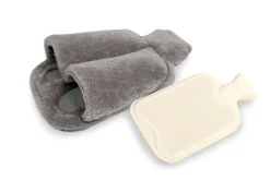 New BADER Vital Comfort Fuß-Wärmflasche mit sanftem Fleece-Bezug GRAU