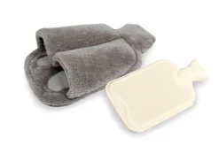 New BADER Vital Comfort Fuß-Wärmflasche mit sanftem Fleece-Bezug GRAU