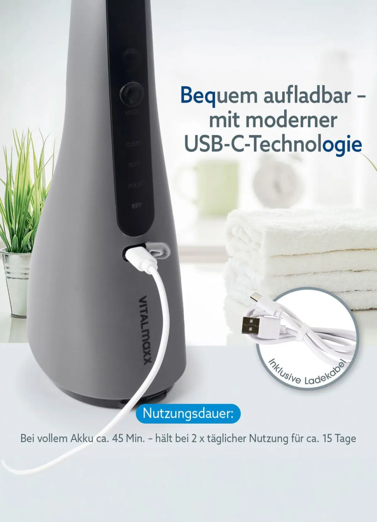 Outlet BADER VITALmaxx Munddusche silber-schwarz