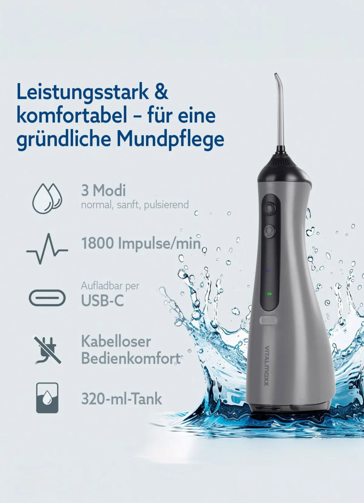 Outlet BADER VITALmaxx Munddusche silber-schwarz