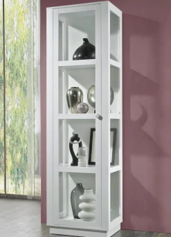 Best BADER Vitrine mit Aluminiumknöpfen in Gold-Optik WEISS