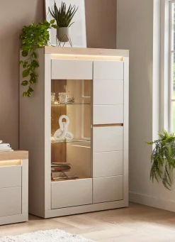BADER Vitrine mit LED-Beleuchtung, 1-türig kaschmir-eiche