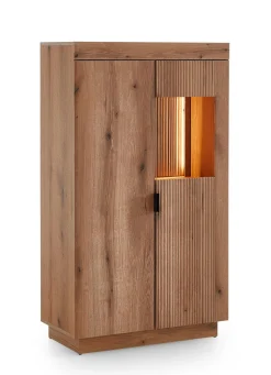Discount BADER Vitrine, 2-türig, mit LED-Beleuchtung und Softclose EICHE
