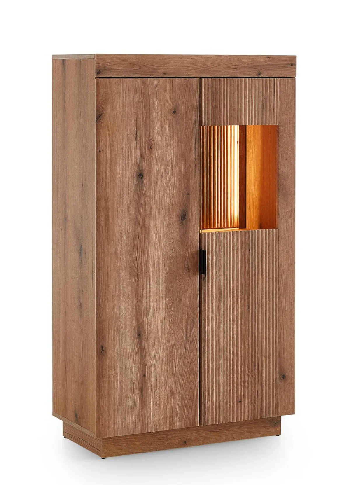 Discount BADER Vitrine, 2-türig, mit LED-Beleuchtung und Softclose EICHE