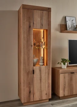 Hot BADER Vitrine, 2-türig, mit LED-Beleuchtung und Softclose EICHE