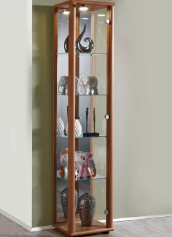 BADER Vitrine, 1-türig, mit LED-Beleuchtung NUSSBAUM